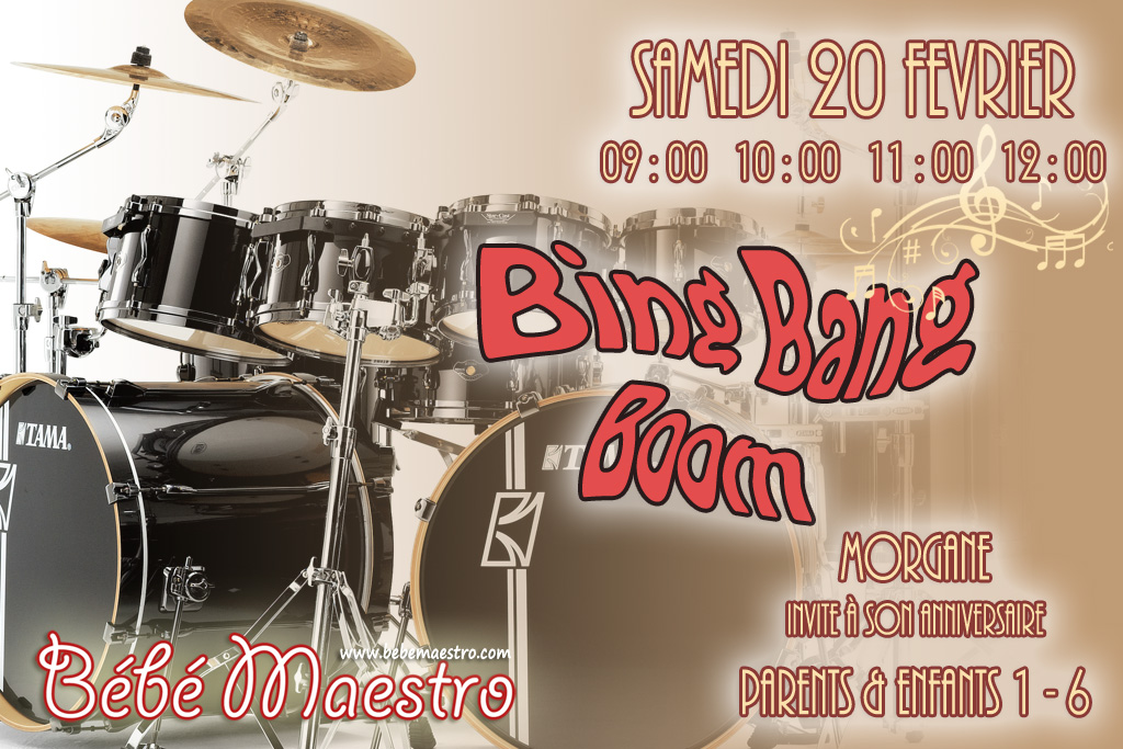 Saturday 20 February - Bing Bang Boom - Extra Music class for all